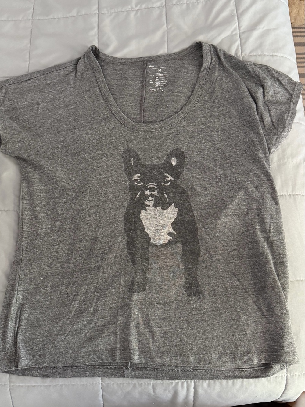 GAP Gray French Bulldog Graphic Dog Tee
